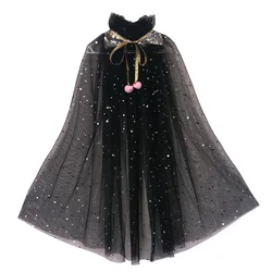 Girl Costume Children Elegant Dress Cape Kids Christmas Halloween Party Supply Girl Tulle Cloak Elsa Rapunzel Accessory