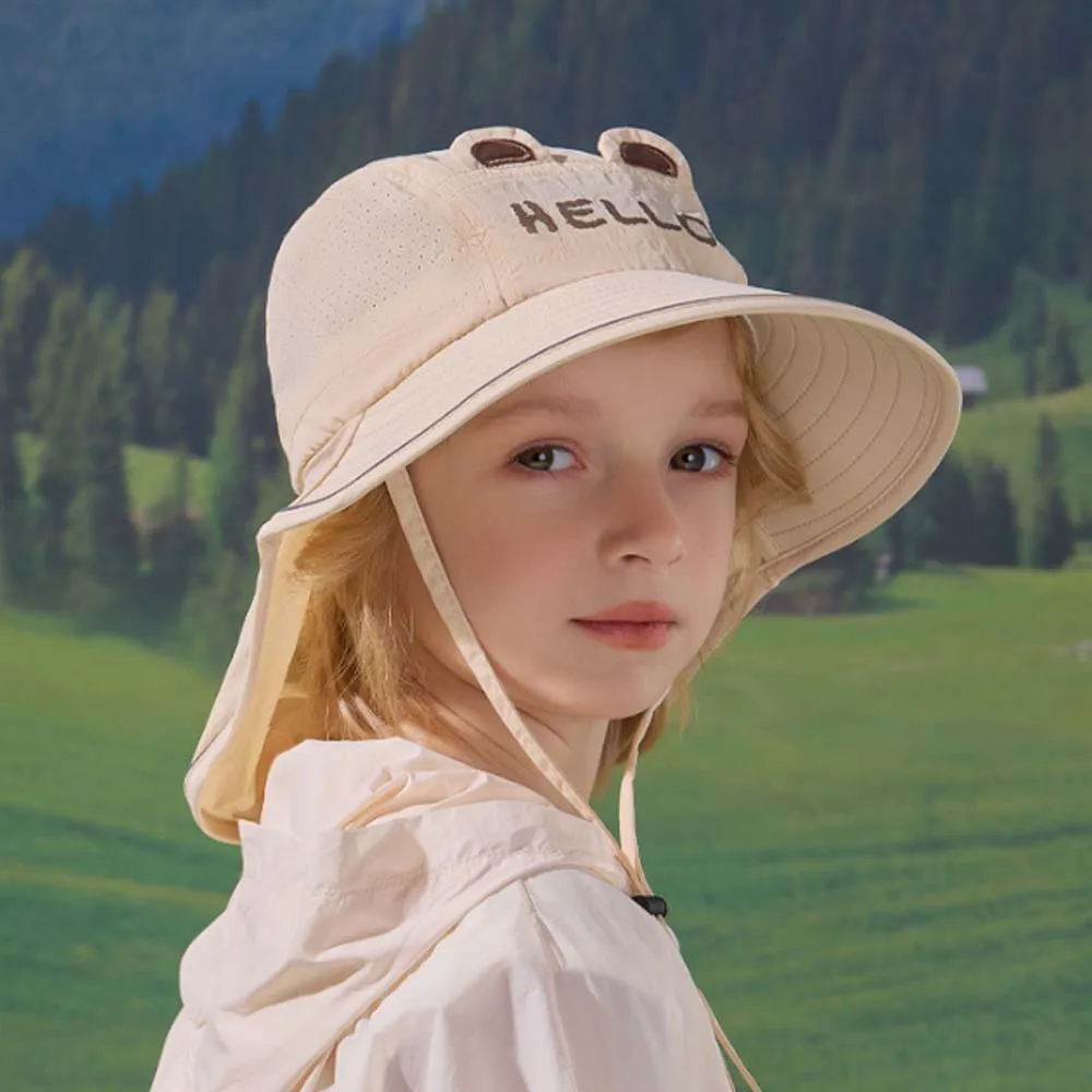 

Breathable Capybara Fisherman Hat Anti-Splash Water Windproof Rope Kids Sunshade Hat Polyester Wide-Brimmed