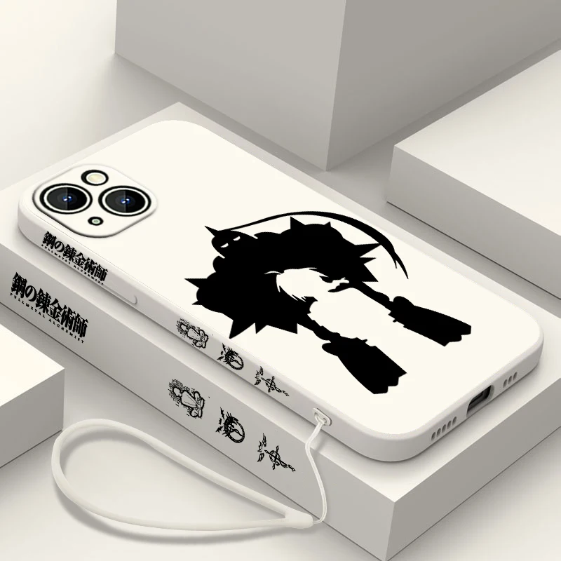 Fullmetal Alchemist Fashion Phone Case For Apple iPhone 15 14 13 12 11 Pro Max Plus 8 7 SE Liquid Left Rope Capa Cover