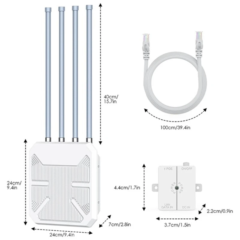 Outdoor Wifi6 Accessing Point AX1800 WIFI6 Router with Long Distanced and Easy Installation Waterproof 1800M Fast