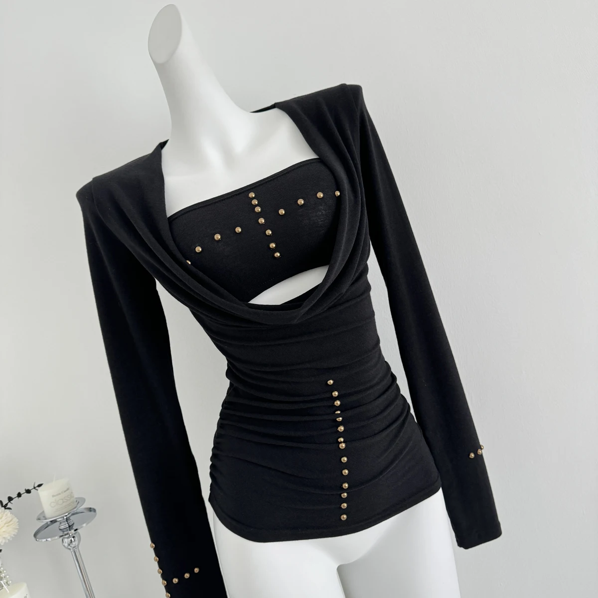 Women Harajuku Top Coquette 2000s Two Piece Sets T-Shirt Long Sleeve Tees Gyaru Japanese Y2k Goth Dark Academia Abi Hot Gothic
