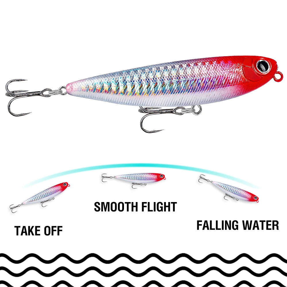 5Pcs Top Wasser Bleistift Angeln Locken 5/6,6/9,1 cm Schwimmende Swimbait Wobbler Künstliche Harten Köder Mit 2 Drillinge Für Bass – Detail 9