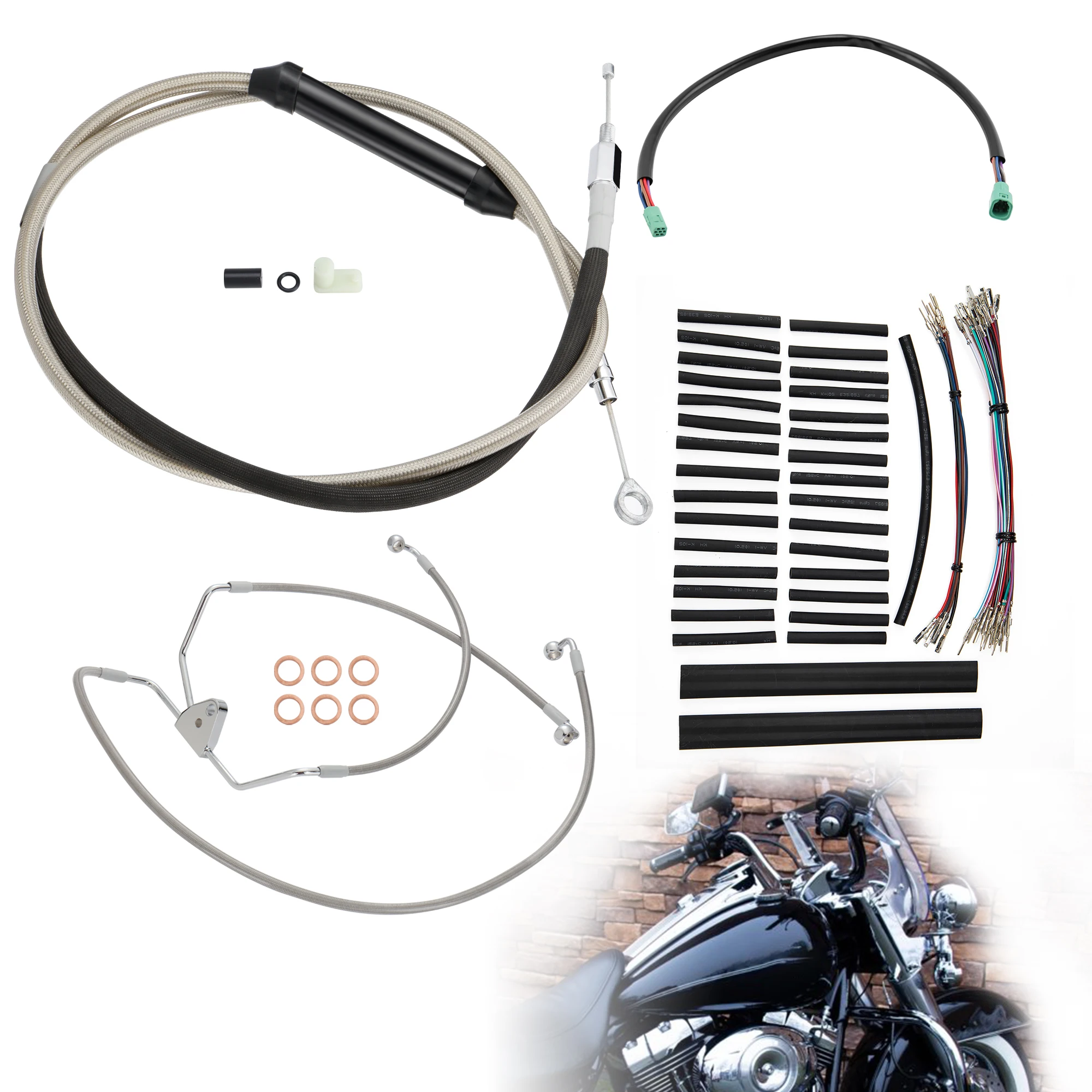 

Touring Handlebar Extended Cable Kit Brake Line Clutch Cable Throttle Cables CAN-Bus Wiring for Harley 2008-2013 Touring No ABS