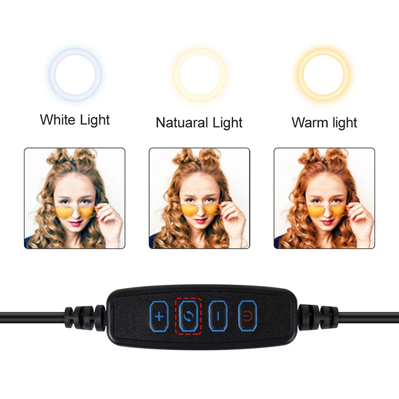 6inch16cm Led Ring Light Desktop Stand USB Plug Lights With 3 Light Modes 11 Brightness Level Lamp For Youtube Videos And Makeup