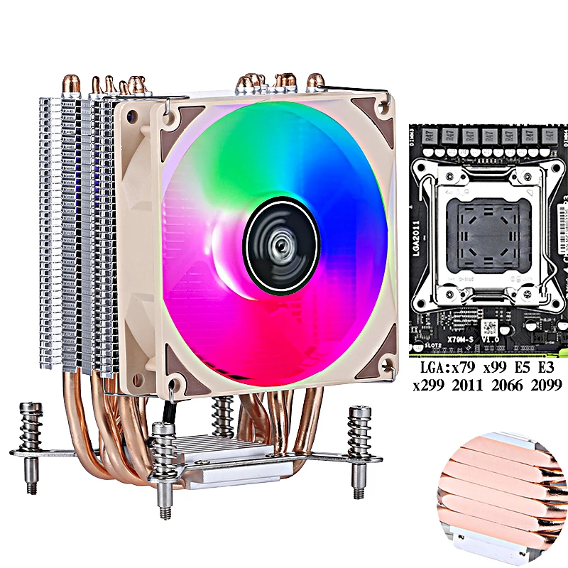 PC Cooling 90mm Fan 6 Heat Pipe CPU Processor 3P/4P Suitable For Installing LGA2011 x79 x99 E5 2099 E3 2066 x299 Air-cooled