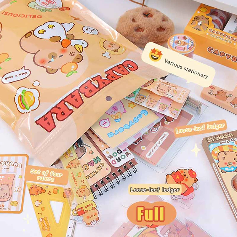 1Set Cartoon Kawaii Capybara Stationery Blind Bag Cute Capybara Stationery Set Creative Lucky Surprise Box Students Gifts