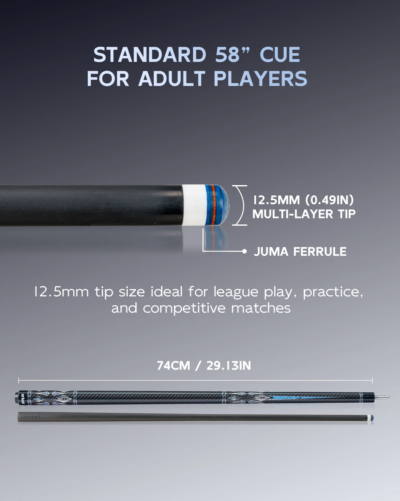 CRICAL Carbon Fiber Pool Cue Stick 58