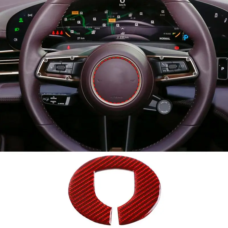 

For Porsche Taycan 2019-2022 Steering Wheel Decoration Panel Cover Soft Carbon Fiber Car Interior Styling Accessories