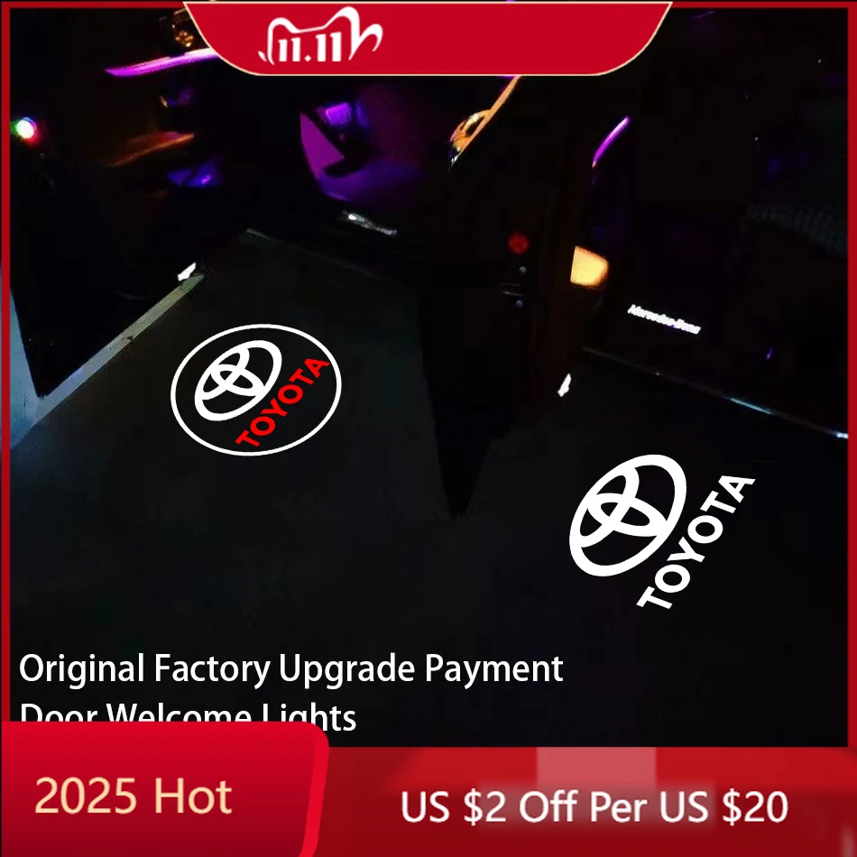 

Колпаки ступиц 2 шт. светодиодный проектор двери автомобиля с логотипом, аксессуары для приветственного света для Toyota 86 Mirai Supra Prado Alphard Crown Vellfire Sequo