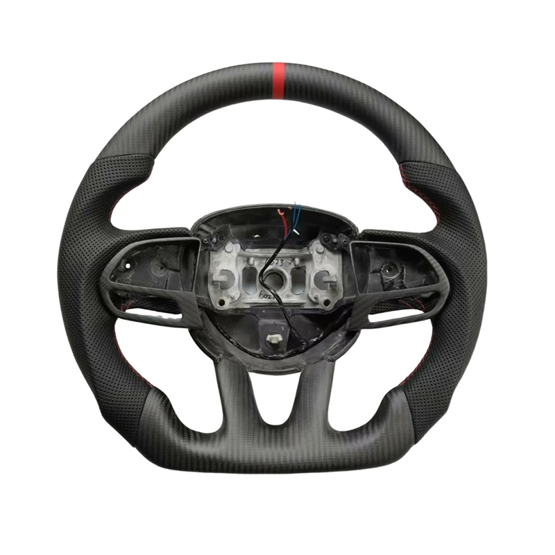 

Перфорированный кожаный руль из углеродного волокна по индивидуальному заказу для автомобильного руля Dodge Challenger SRT