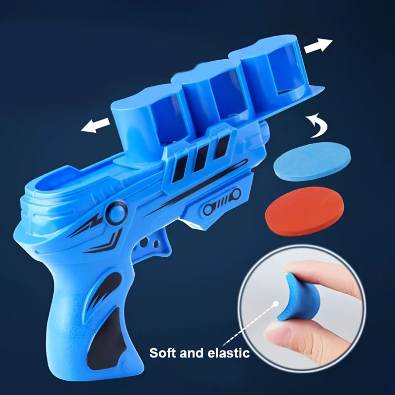 Children Flying Saucer GunsToy Ejection Kids Outdoor Game Foam with 25pcs Flying Disc Fun Toys EVA Mini Soft Bullets Battle