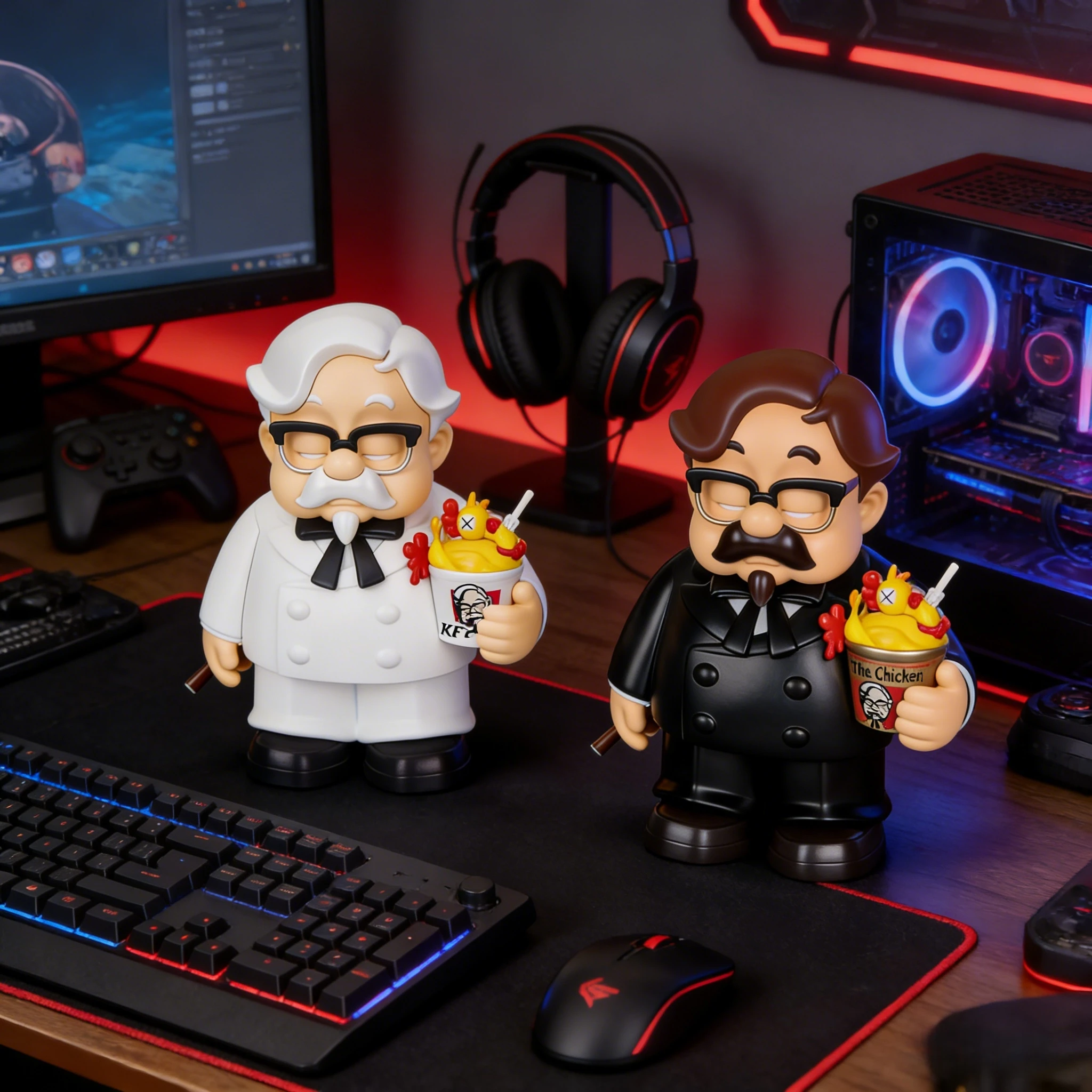 Fried Chicken Godfather Statue The Chickenfather Decor Action Figure Sculptures Ornament for Room Home Decoration Crafts