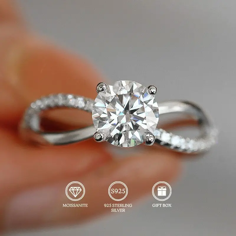 1pc 1.0Carat S925 Silver Exquisitely Crafted Ring, Charming and Captivating, The Highlight of The Evening, An Exclusive Gift.