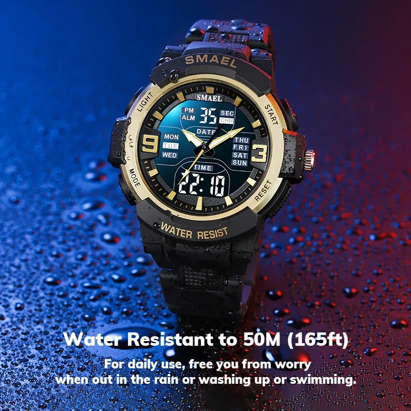 SAMEL-reloj Digital para hombre, cronógrafo deportivo, resistente al agua, 5 barras, de pulsera de cuarzo, 2022