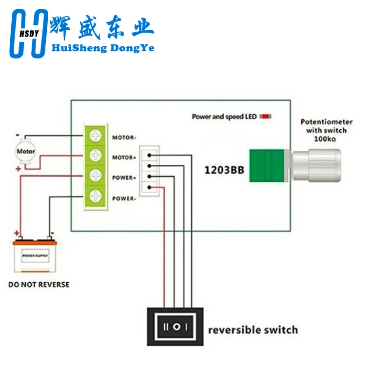 DC 6V 12V 24V 28V 3A 80W DC Motor Speed Controller PWM Snelheid verstelbare Omkeerbare Schakelaar 1203BB DC Motor Driver Omkeren