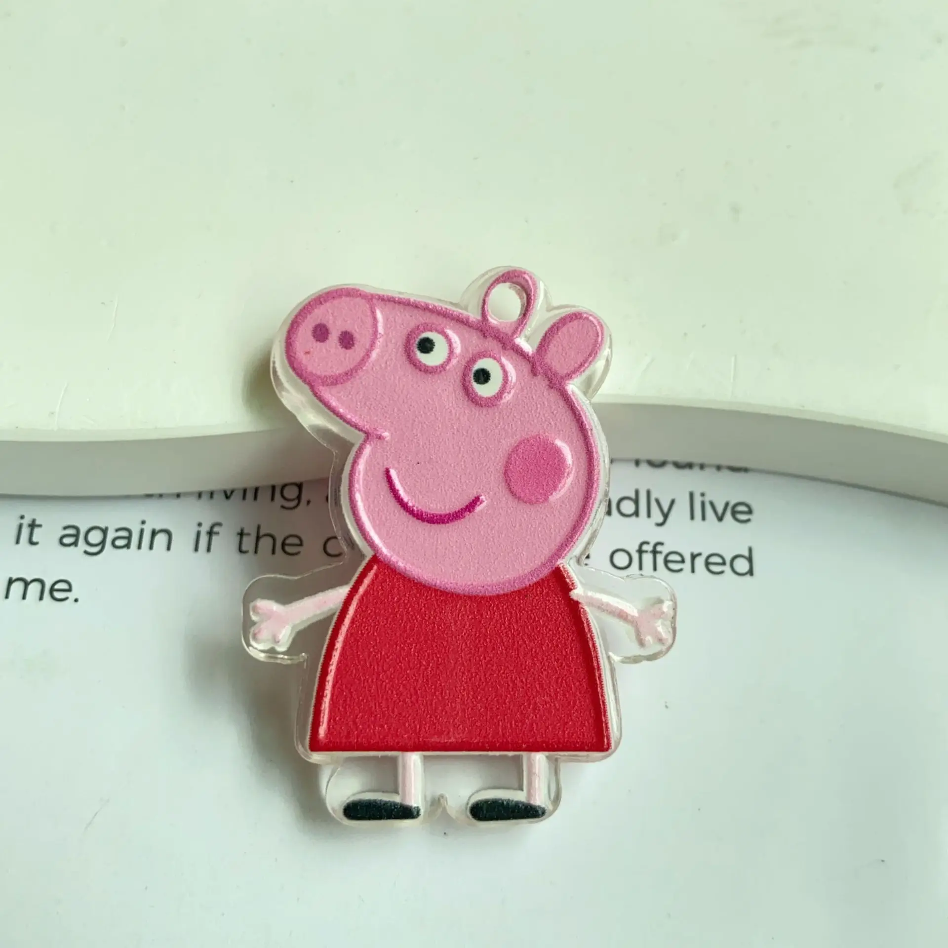 Hanging hole bright oil embossed hanging hole cartoon Peppa Pig chip pendant DIY mobile phone chain key bag hanging accessories - view 3