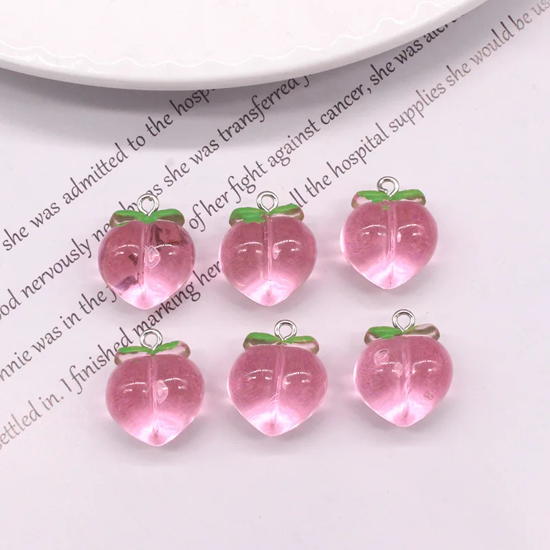 10 sztuk imitacja Friut Charms żywica różowa brzoskwinia wisiorki do tworzenia biżuterii kolczyki brelok naszyjnik DIY Cratfs ustalenia — zdjęcie 4
