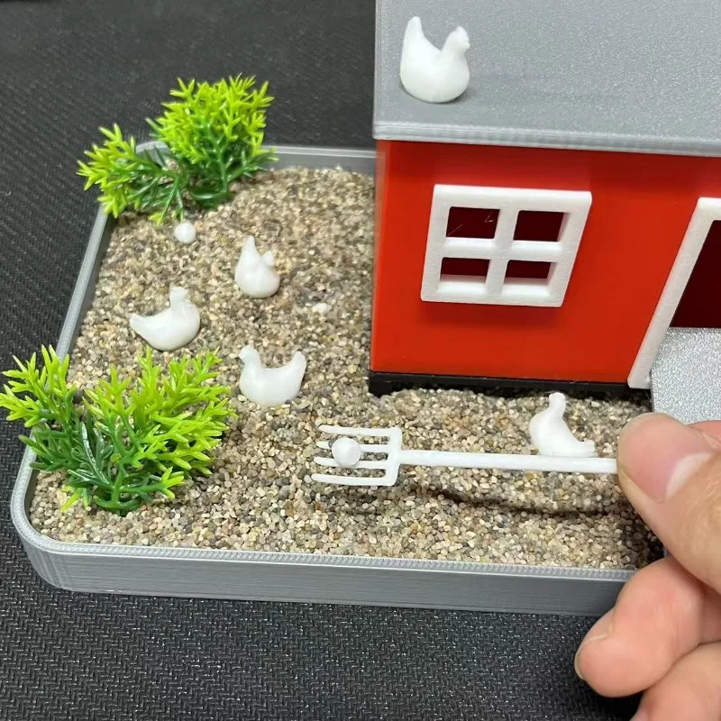 Miniatur Huhn Zen Garten Schreibtisch Dekor DIY Sand Tablett Garten Kit Lustige Neuheit Geschenk Zappeln Stress Relief Spaß Tisch Ornament