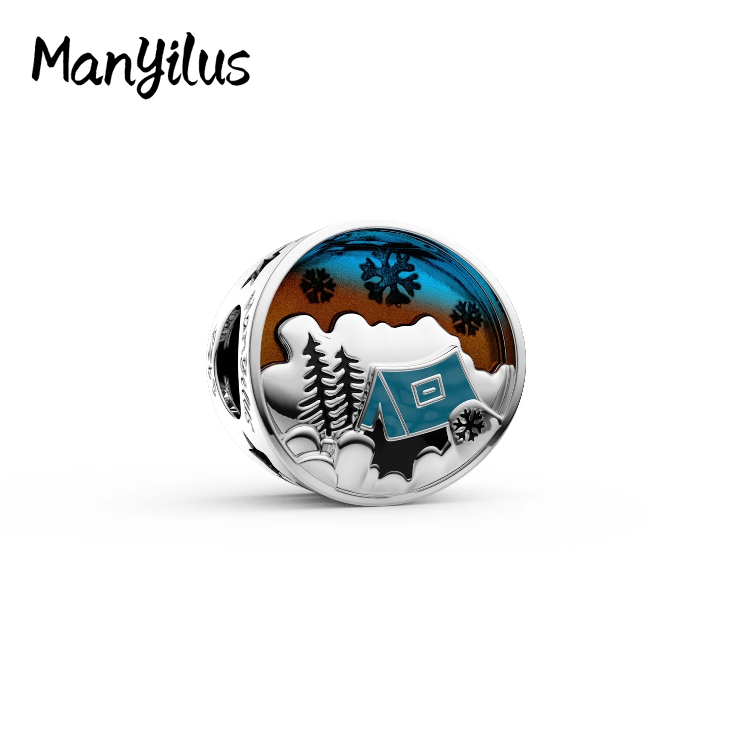 

Manyilus 2025 New Snow Camping Charms S925 Sterling Silver Keychain For Bags Beads For 925 Original Bracelet Jewelry Gifts