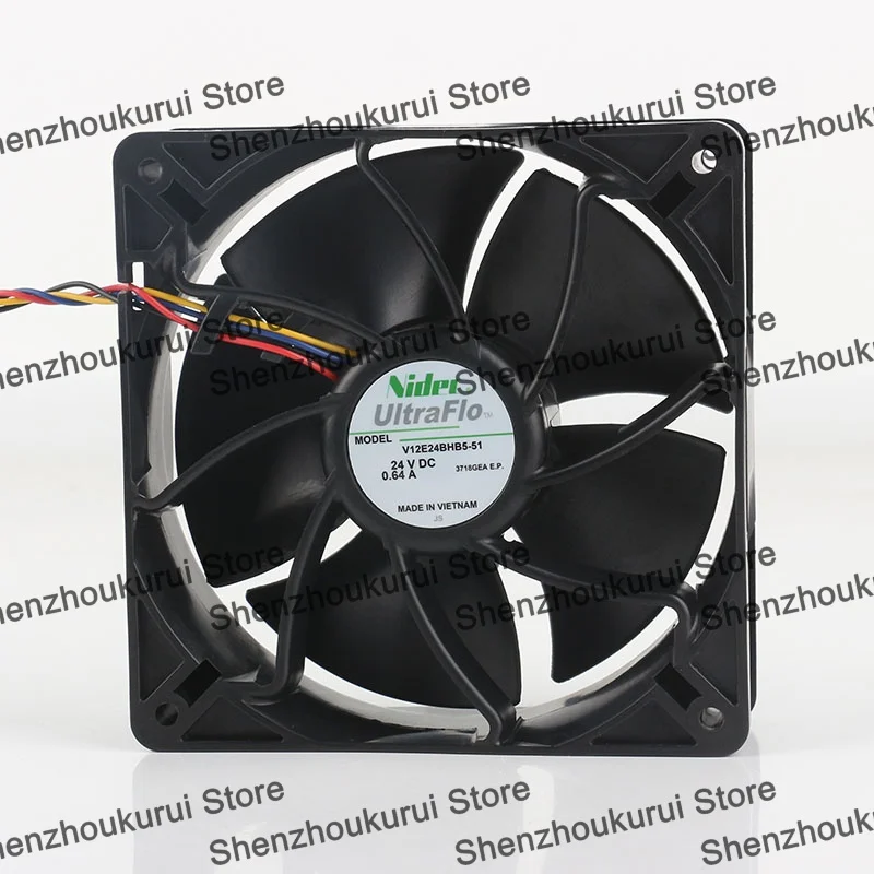V12E24BHB5-51 Original Nidec 5V 12V 48V DC24V 0.64A AC EC 12038 120X120X38MM 12CM High air volume inverter four-wire Cooling fan