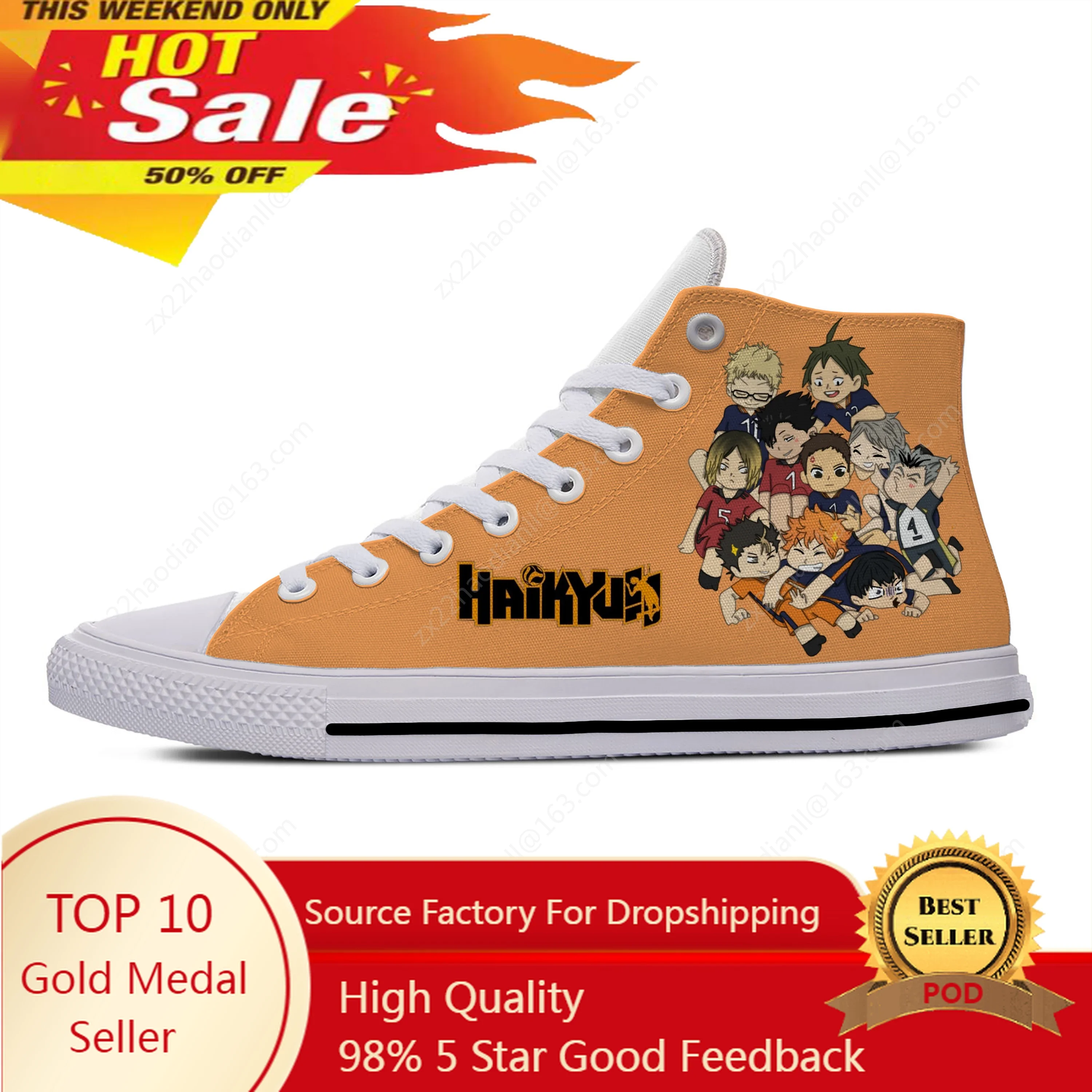

Japanese Anime Manga Haikyuu Karasuno Kuroo Funny Casual Cloth Shoes High Top Lightweight Breathable 3D Print Men Women Sneakers