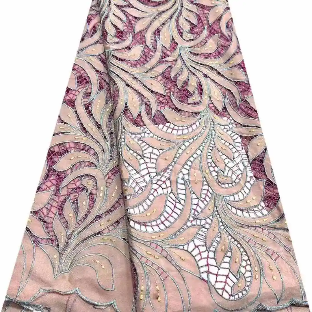 

Luxury African Guipure Cord Lace Fabric 2025 High Quality Nigerian Water Soluble Lace for Women Wedding Dresses Sewing