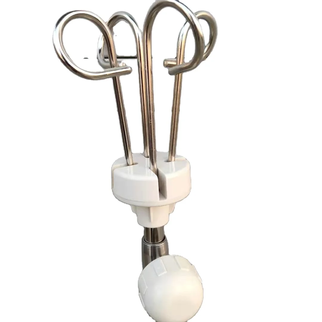 

White and black IV Pole Hospital Stainless Steel Stand with Hooks