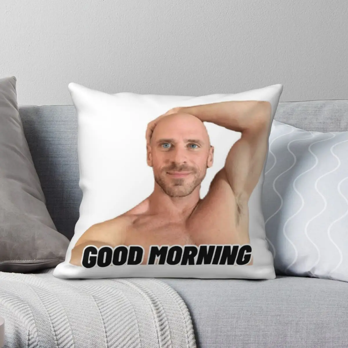 

Johnny Sins Good Morning Square Pillowcase Polyester Linen Velvet Creative Zip Decor Pillow Case Home Cushion Cover