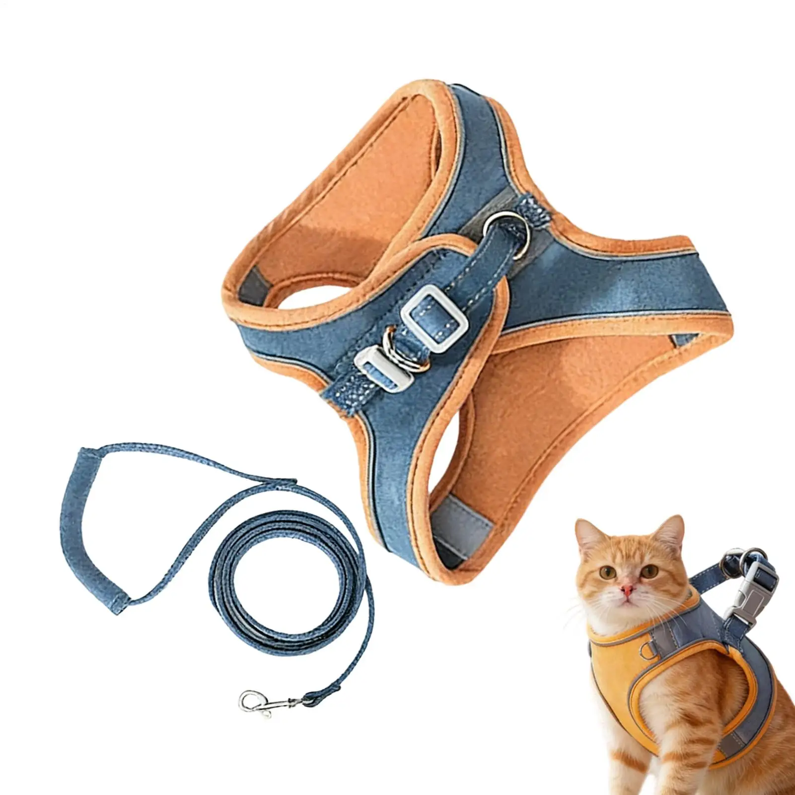 Katzen-Geschirr mit Reflektorstreifen, Ausbruchsichere Weste für Kätzchen, zum Spazierengehen, Camping, Outdoor-Training, Halloween, für Haustiere und Hunde