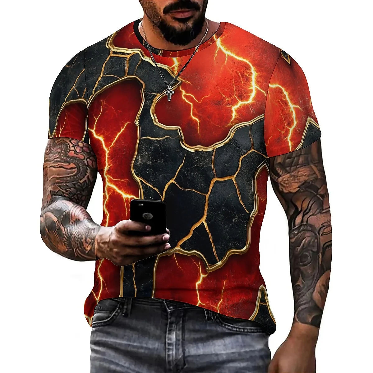 

Christmas Gym Men's 3D Printed Short-Sleeve T-Shirt - Crew Neck Pullover Top