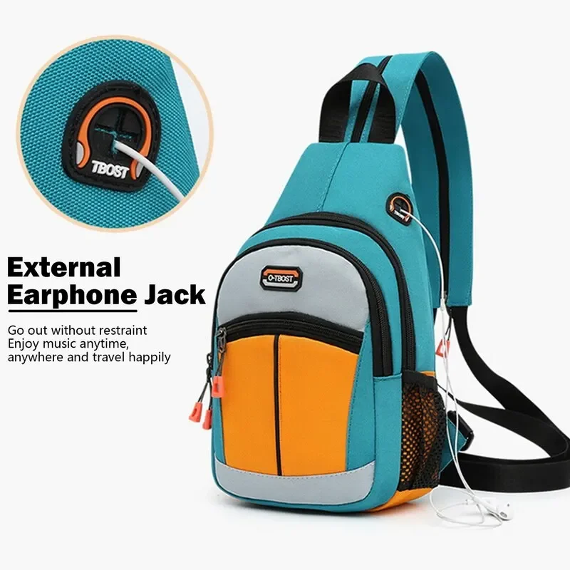 Outdoor Backpack Girls Travel Mini Chest Bag Men Casual Nylon Canvas Bags New Stitching Color Multi-Function Mobile Phone Bag