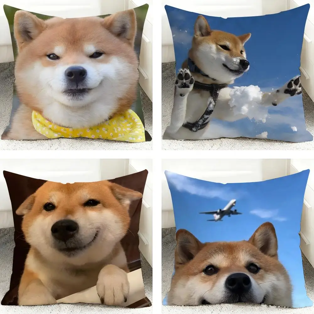 Cute Shiba Inu Meme Emoticons Cushion Cover Pillows Modern Home Decoration Living Room Pillow Covers Decorative Cushions Cover