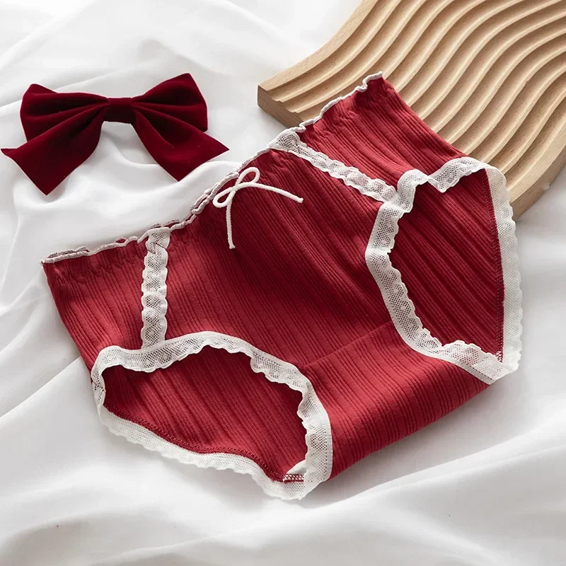 جديد المرأة ملابس داخلية قطنية فتاة جميلة الراحة ملخصات الأزياء القوس تنفس سراويل منتصف الخصر سلس الملابس الداخلية الملابس الداخلية