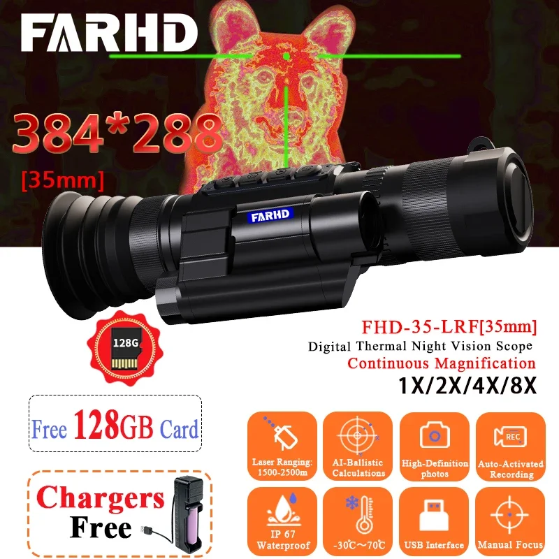 

FARHD 1080P Thermal Imager for Hunting Digital Infrared Optical 8X Thermal Imager Monocular Long Range Telescope