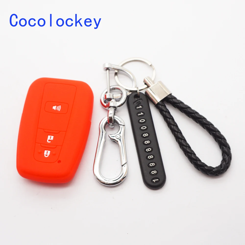 

Cocolockey Silicone Key Holder Shell Case Key Chain for Toyota Prius CH-R 3 Buttons Car Key Cover Fob Protector Car Accessories