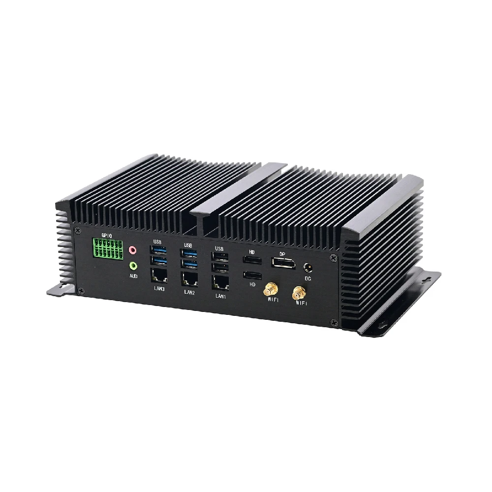 HUNSN Computer industriale senza ventola, IPC, Windows 11/Linux Ubuntu, 1335U/1355U, Mini PC, IM11, 3LAN, 8COM, PS/2,4USB3.0,4USB2.0,GPIO,2HD