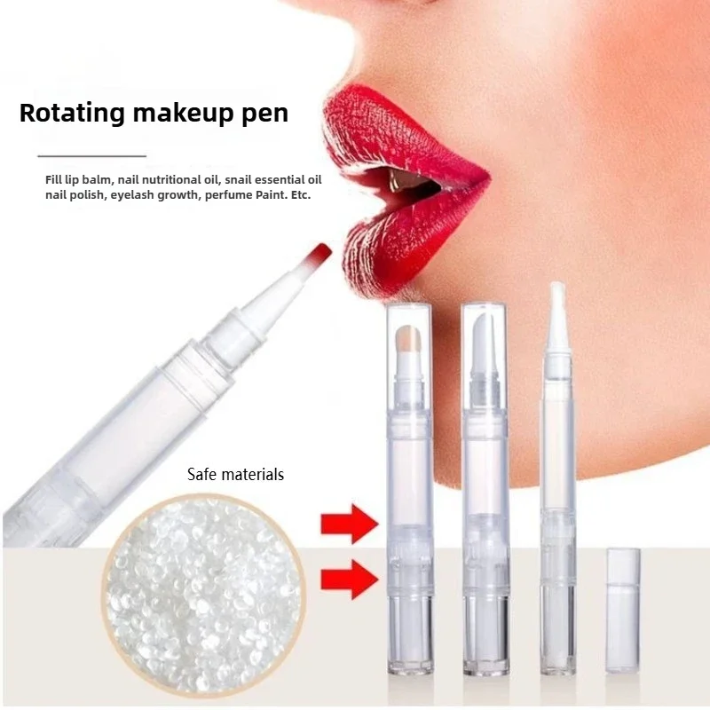 5 قطعة زجاجة إهاب النفط قضيب شفاف تويست القلم السفر حاوية مستحضرات التجميل الدورية إعادة التعبئة فراغ القلم مسمار فارغ