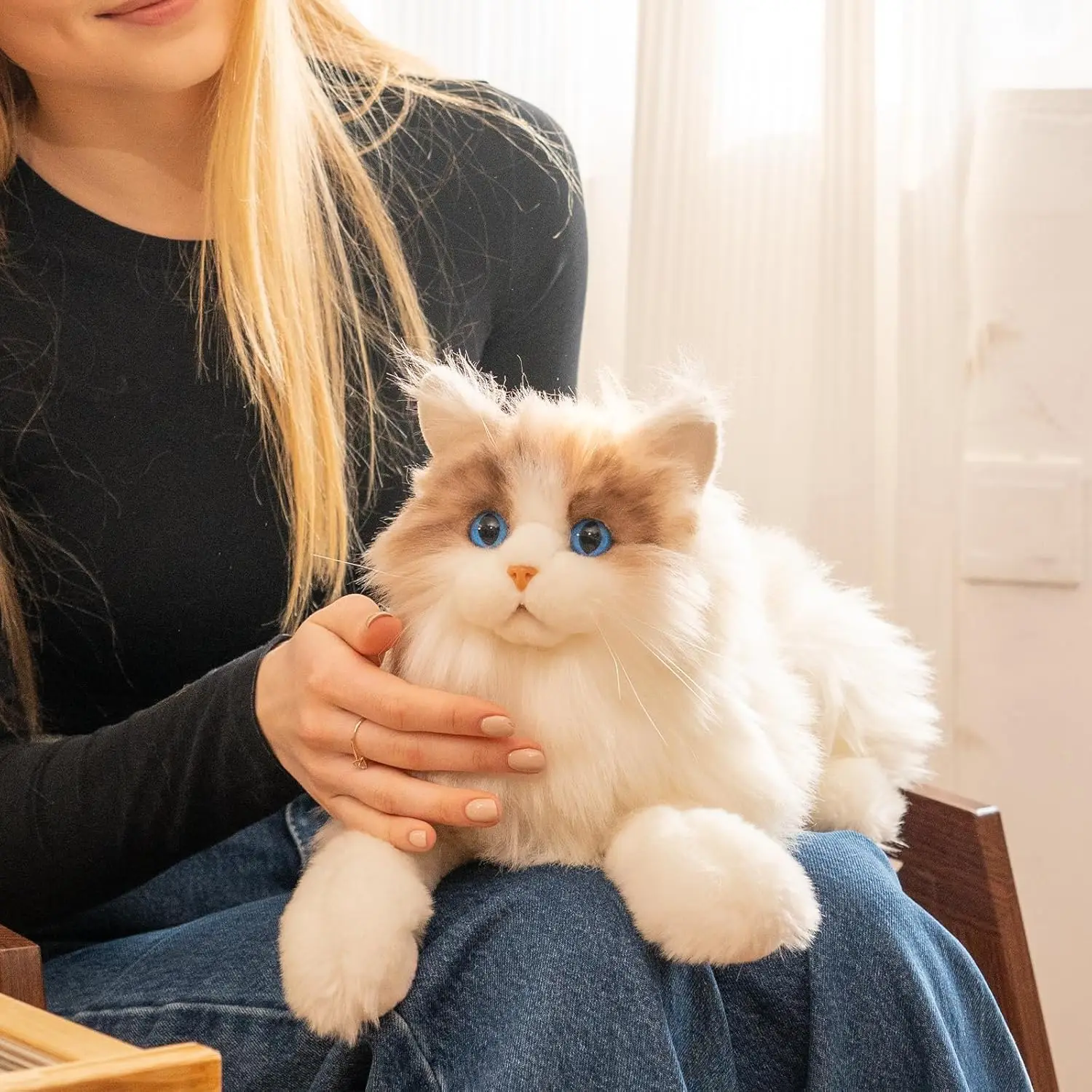 

Realistic Cat Plush Toy Handmade Stuffed Animals for Adults Kids Elderly Pet Lover Gifts