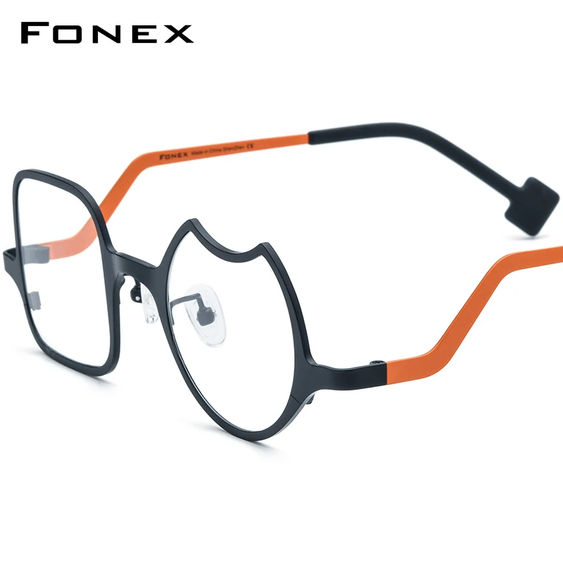 

FONEX Titanium Glasses Frame Women 2024 New Colorful Fashion Irregular Men Eyeglasses Eyewear F85787