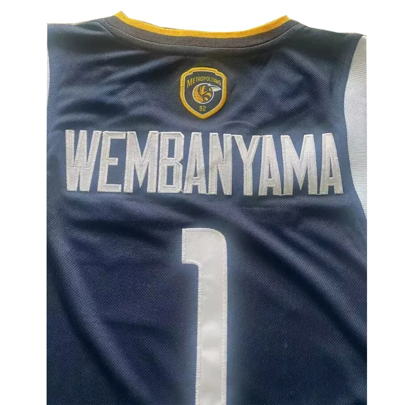 Basketball jerseys Metropolitans 92 1# WEMBANYAMA jersey Sewing Embroidery Outdoor sportswear Hip Hop Movie Blue White Purple;