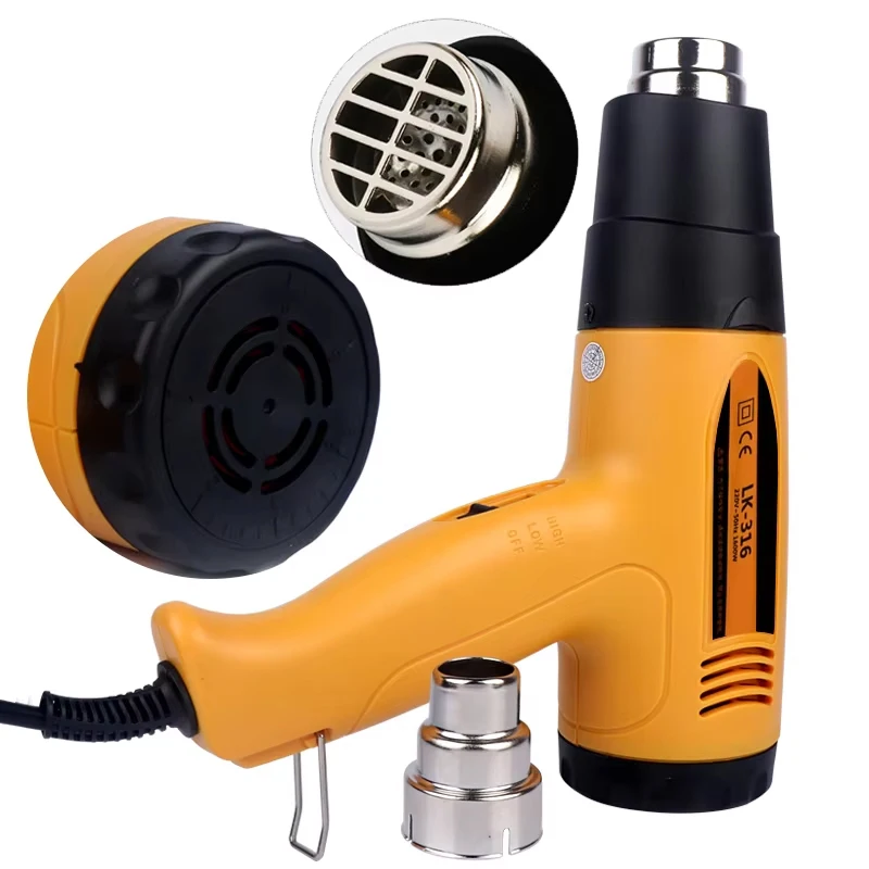 1600W 220V เกรดอุตสาหกรรม HOT AIR GUN ฟิล์มหดอุณหภูมิควบคุมไฟฟ้าปรับอุณหภูมิ HOT AIR GUN เครื่องมือ