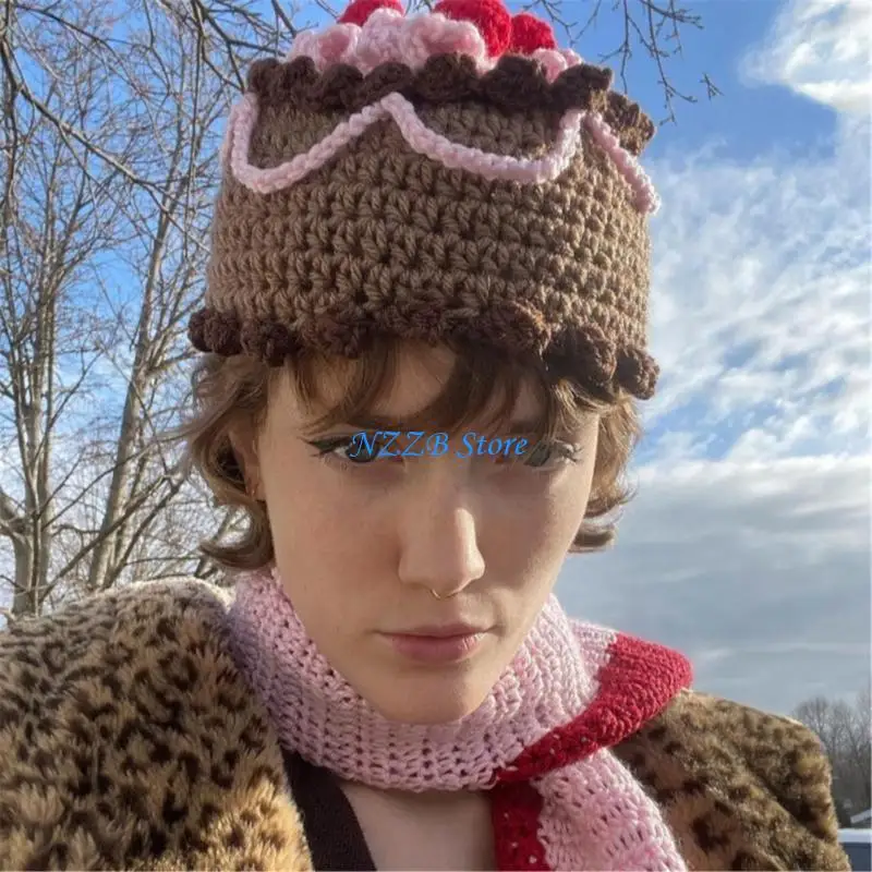 T21F فتاة شعبية الأزهار قبعة الحياكة دلو قبعة المرأة قبعة الشمس قبعة بونيه Handcrochet #2