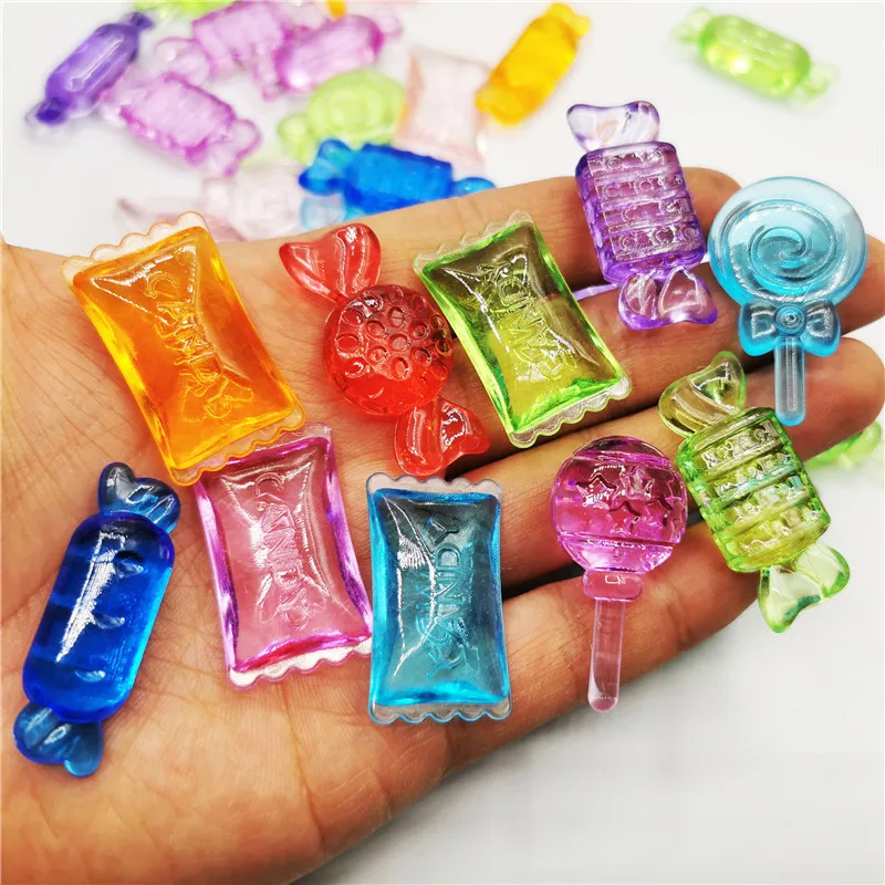 Camal 10PCS 33-39mm Colorful Acrylic Lollipop Candy Model Toys For Board Game Accessories Children Amusement Park Decor Gift DIY