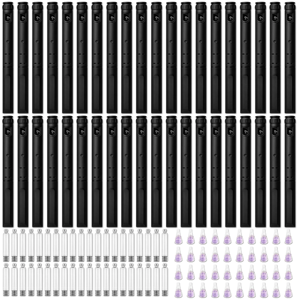 Disposable Adjustable Insulin Injector Pen 40/30/20/10pcs Set, 3ml Cartridge Bottles+4/5/6/8mm Needles Precise Dosing Injection