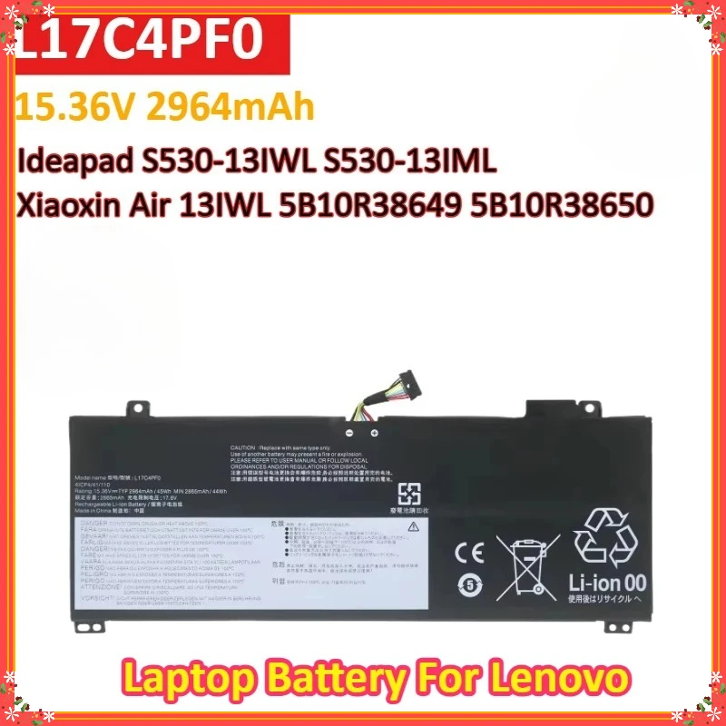 

L17C4PF0 L17M4PF0 15.36V 2964mAh Laptop Battery For Lenovo Ideapad S530-13IWL S530-13IML,Xiaoxin Air 13IWL 5B10R38649 5B10R38650