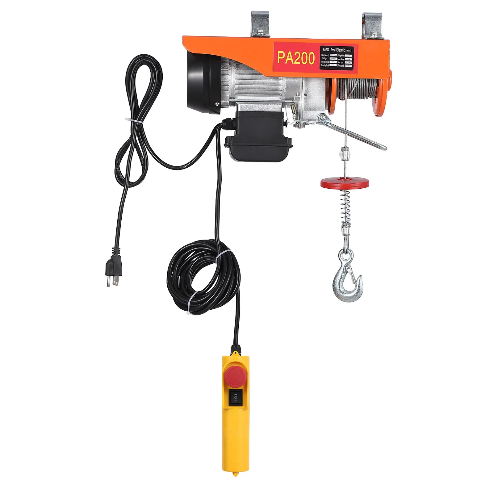 6.5ft Electric Hoist 110V 440 Lbs Winch with Remote Control,Zinc-Plated Steel Wire Hoist for Garage, Warehouses,Factories