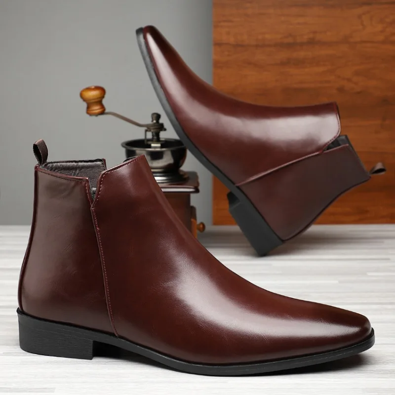 

New Men's Boots Classics Chelsea Boots Luxury High Top Leather Boot Men Dress Boot Fashion Casual Ankle Boots Botas Para Hombre