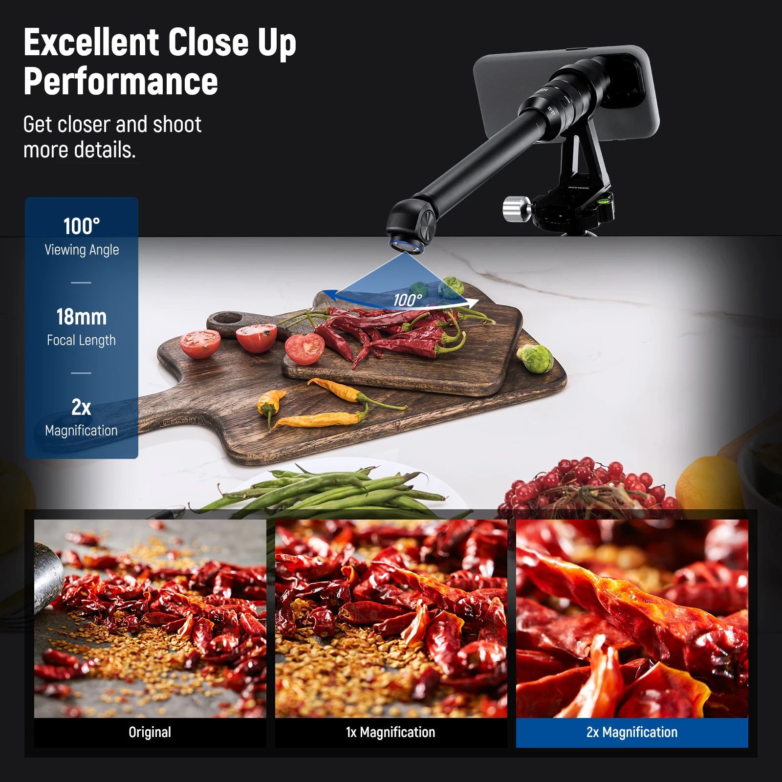 ใหม่ 135 °   18 มม.2X Macro Probe เลนส์ 17 มม.สําหรับโทรศัพท์มือถือการบันทึกวิดีโอ, สําหรับ NEEWER โทรศัพท์/เคสโทรศัพท์