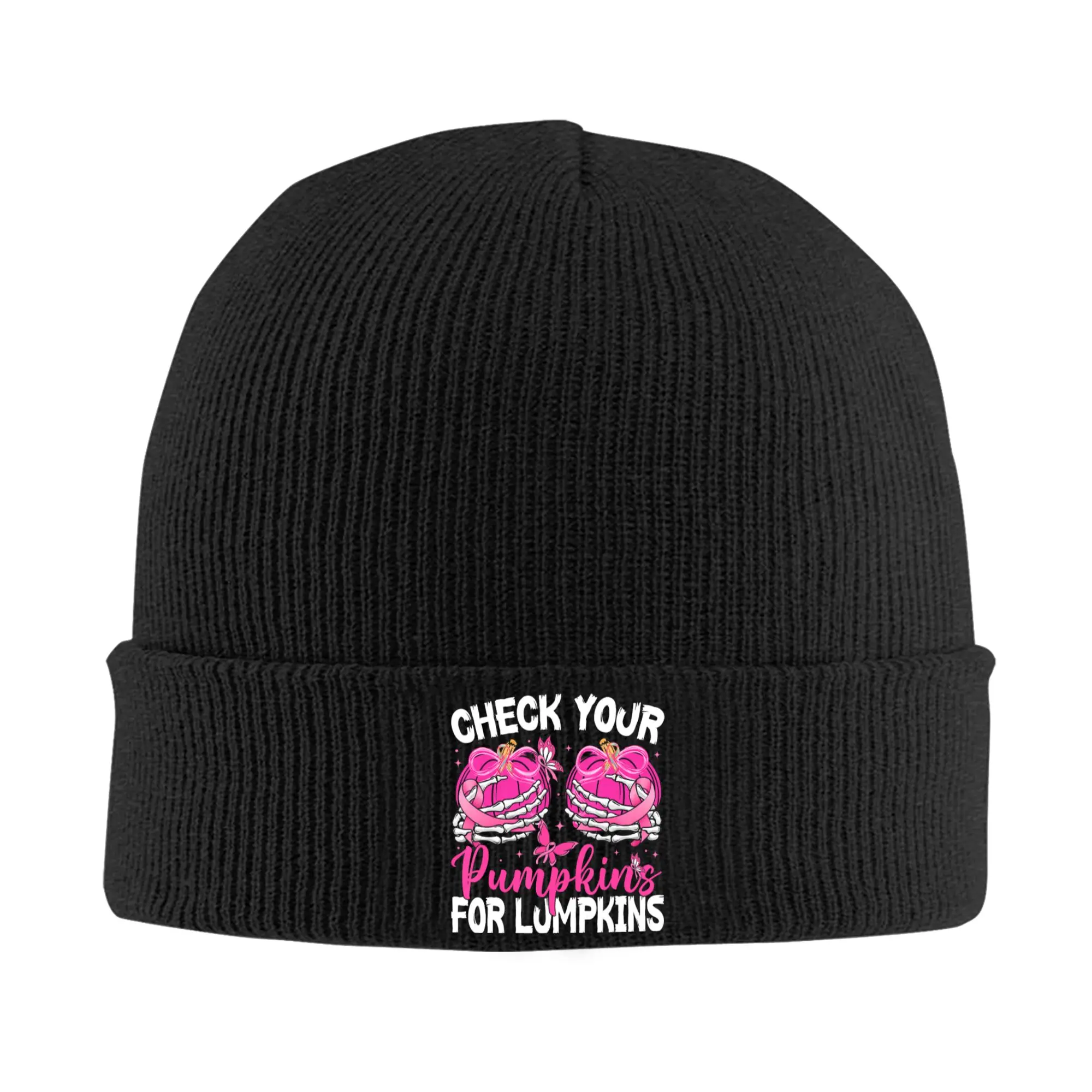 Halloween Check Your Pumpkins for Lumpkins Awareness Knit Hat  Beanie Hats Outdoor Warm Adult Unisex Bonnet Hats Trendy Caps