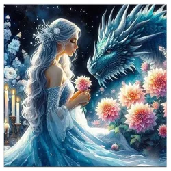 DIY Diamond Painting New 2025 Cross Stitch Girl and Dragon Mosaic Rhinestone Flower Woman Embroidery Kit Home Wall Decor Gift